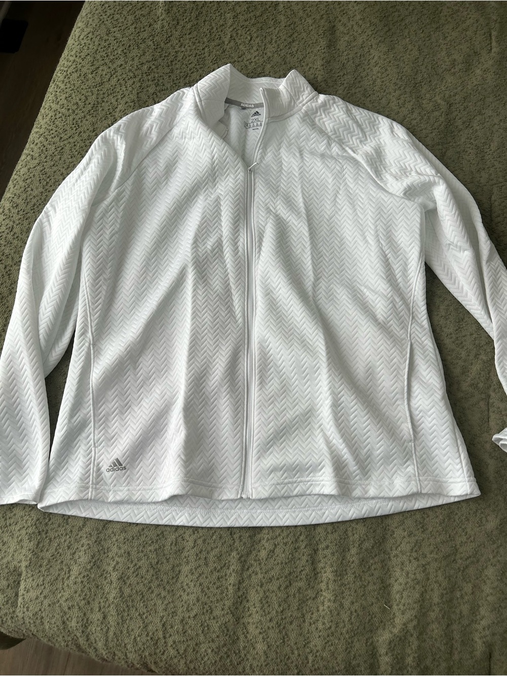 adidas White Full-Zip Women's Textured Jacket